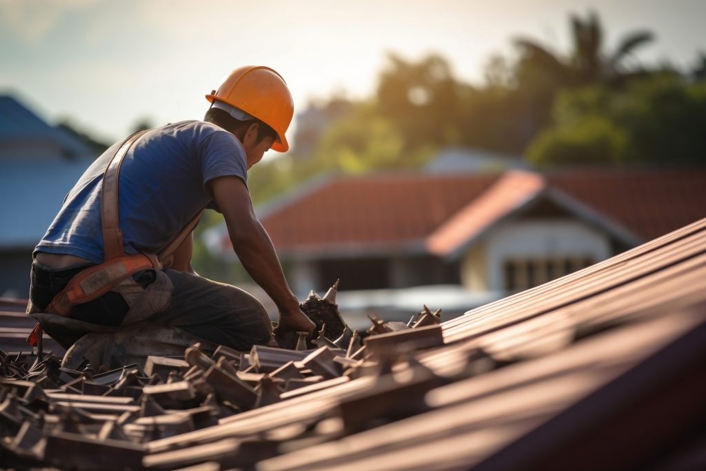 Roof Tile Precision: Focusing on the Details with a Blurred Background.